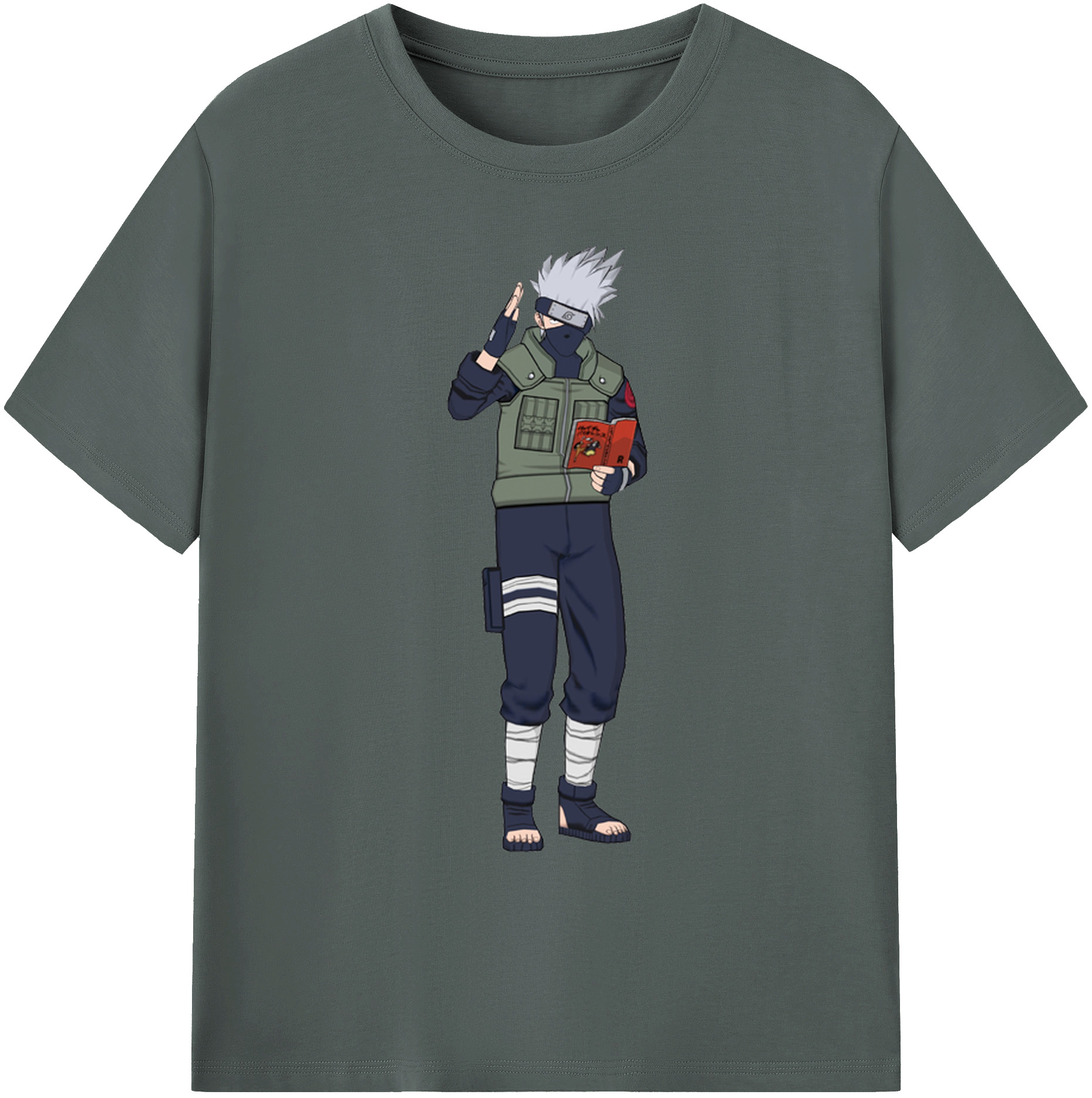 （画像用） NARUTO -ナルト- はたけ カカシ Hatake Kakashi 綿100％ メンズ半袖Tシャツ｜肌触りやわらか＆通気性